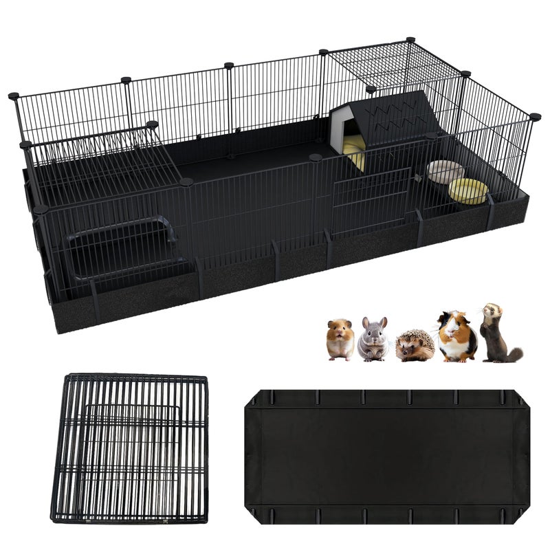 Xymoso DIY Guinea Pig Cages with Waterproof Canvas Bottom,16 Panels Small Animal Cage Pet Playpen with Door for Bunny Turtle Hedgehog,Indoor Metal Wire Yard Fence Outdoor - Image 1