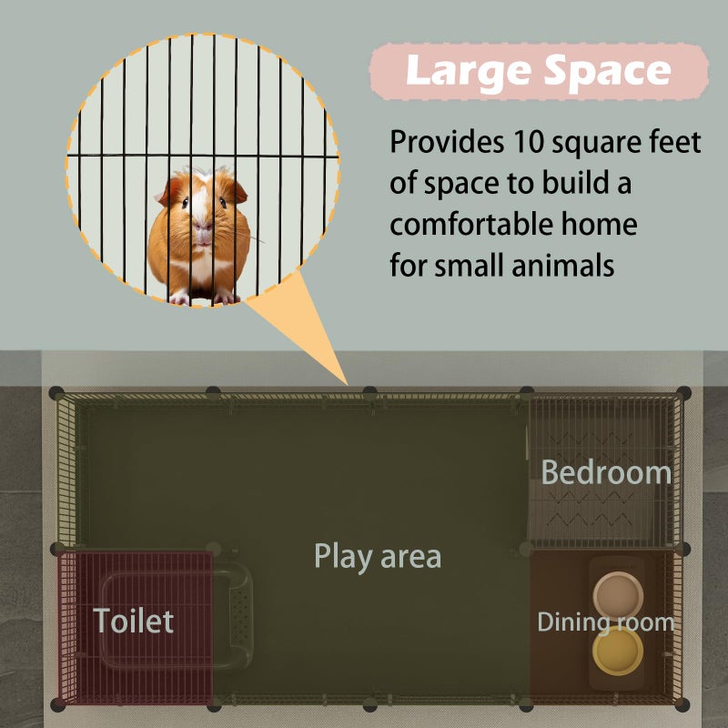 Xymoso DIY Guinea Pig Cages with Waterproof Canvas Bottom,16 Panels Small Animal Cage Pet Playpen with Door for Bunny Turtle Hedgehog,Indoor Metal Wire Yard Fence Outdoor - Image 4