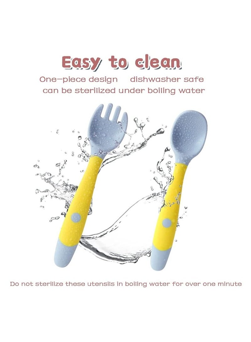 Baby Utensils Spoon Fork Cutlery Set For Self Feeding Learning Bendable Handle - Image 5