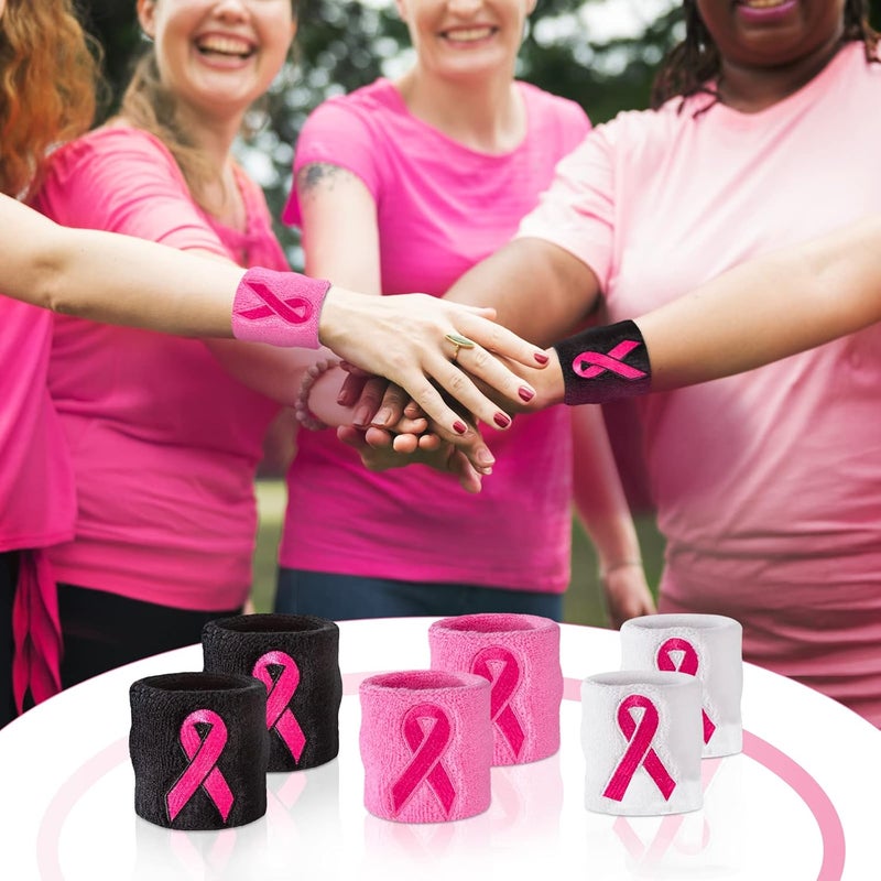 Suddora Pink Ribbon Wristbands - Bulk Breast Cancer Awareness Sweatbands - Image 4