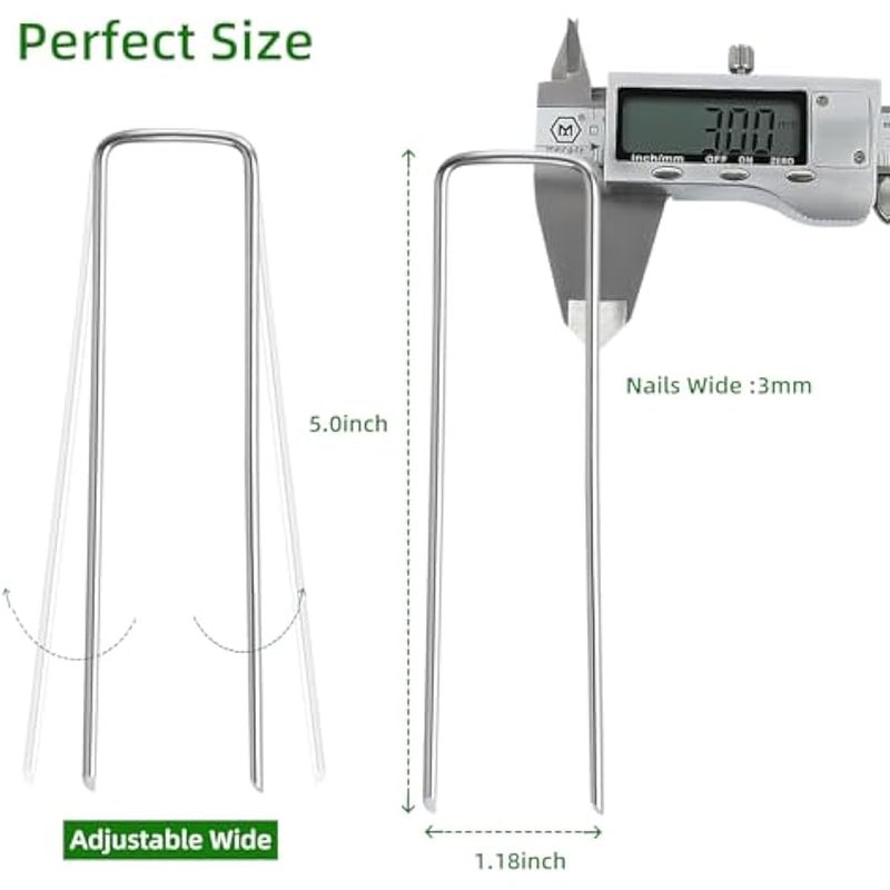 عربست 30 قطعة من دبابيس العشب من لويجنبن، دبابيس فاخرة للمناظر الطبيعية للحدائق، اوتاد قياس مجلفنة شديدة التحمل، اوتاد خيمة على شكل حرف U، دبابيس شبكية للسياج مضادة للصدا، مسامير ارضية - Image 3