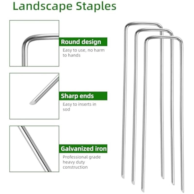 عربست 30 قطعة من دبابيس العشب من لويجنبن، دبابيس فاخرة للمناظر الطبيعية للحدائق، اوتاد قياس مجلفنة شديدة التحمل، اوتاد خيمة على شكل حرف U، دبابيس شبكية للسياج مضادة للصدا، مسامير ارضية - Image 2