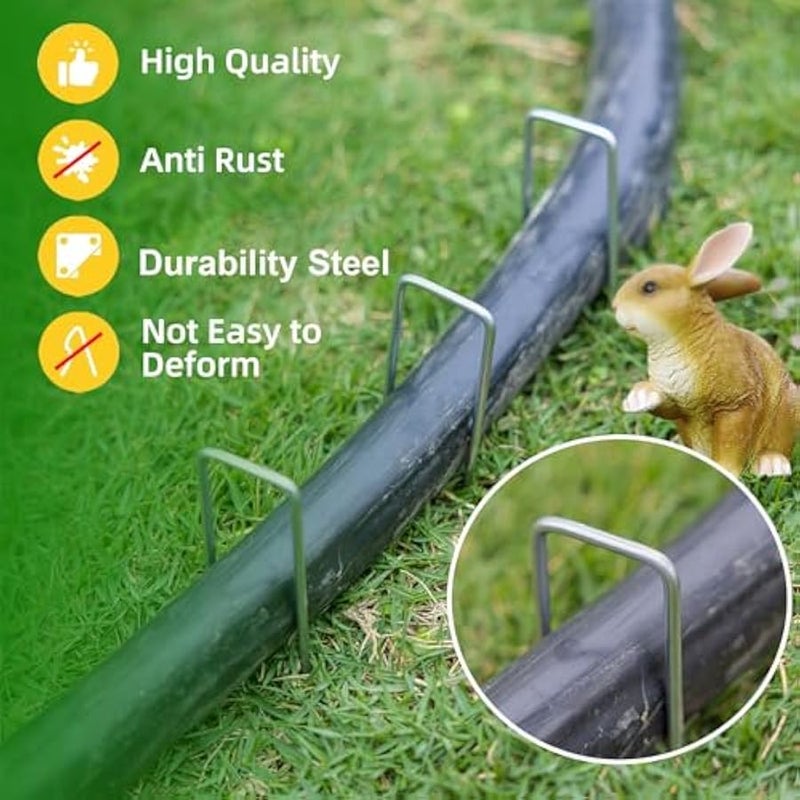 عربست 30 قطعة من دبابيس العشب من لويجنبن، دبابيس فاخرة للمناظر الطبيعية للحدائق، اوتاد قياس مجلفنة شديدة التحمل، اوتاد خيمة على شكل حرف U، دبابيس شبكية للسياج مضادة للصدا، مسامير ارضية - Image 5