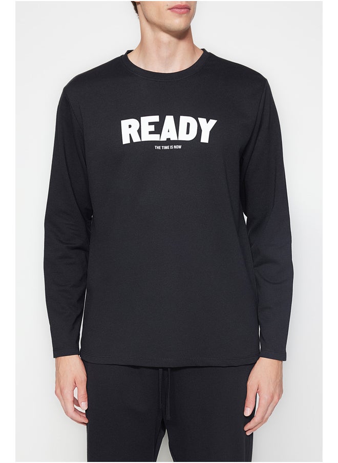 trendyol - Men's Black Regular Fit Printed Knitted Pajamas Set - Image 1