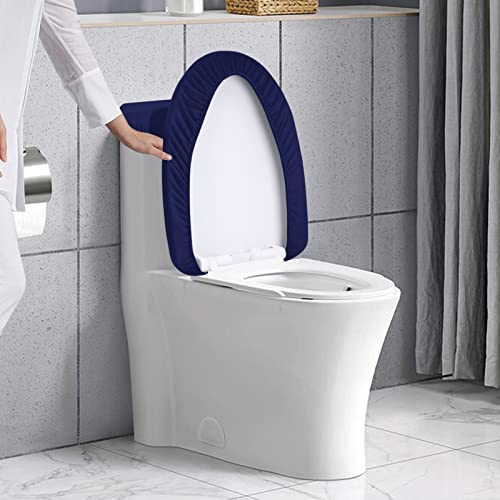 AZHCHKE Stretch Velvet Toilet Lid Cover and Toilet Tank Lid Cover, Bathroom Super Soft Toilet Lid Cover Set Luxury Velvet Plush, with Elastic Bottom, Machine Wash, Dark Navy Blue - Image 4