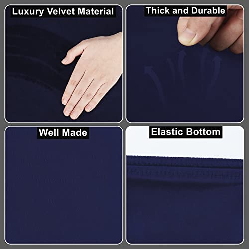 AZHCHKE Stretch Velvet Toilet Lid Cover and Toilet Tank Lid Cover, Bathroom Super Soft Toilet Lid Cover Set Luxury Velvet Plush, with Elastic Bottom, Machine Wash, Dark Navy Blue - Image 5