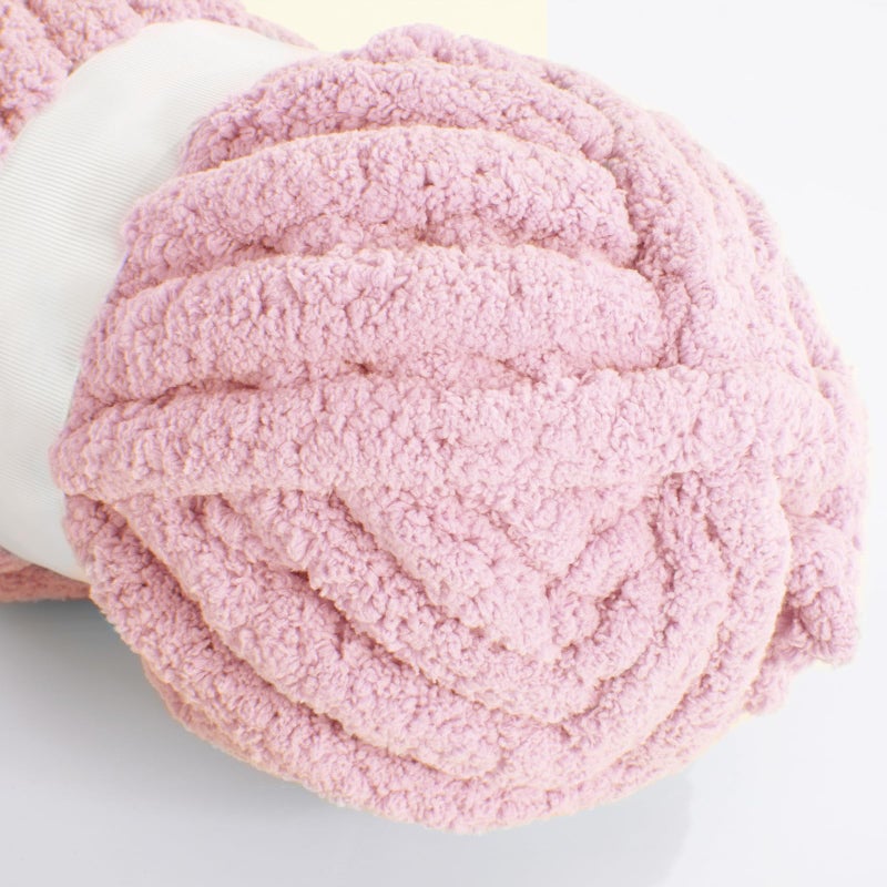 HOMBYS Pink Chunky Chenille Yarn for Crocheting, Bulky Thick Fluffy Yarn for Knitting,Super Bulky Chunky Yarn for Hand Knitting Blanket, Soft Plush Yarn, 2 Jumbo Pack (27 yds,8 oz Each Skein) - Image 5