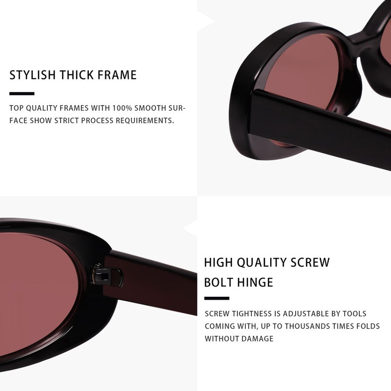 VANLINKER Retro Vintage Oval Sunglasses for Women 90s Polarized Trendy Sun Glasses,Black Frame Red Lens - Image 4