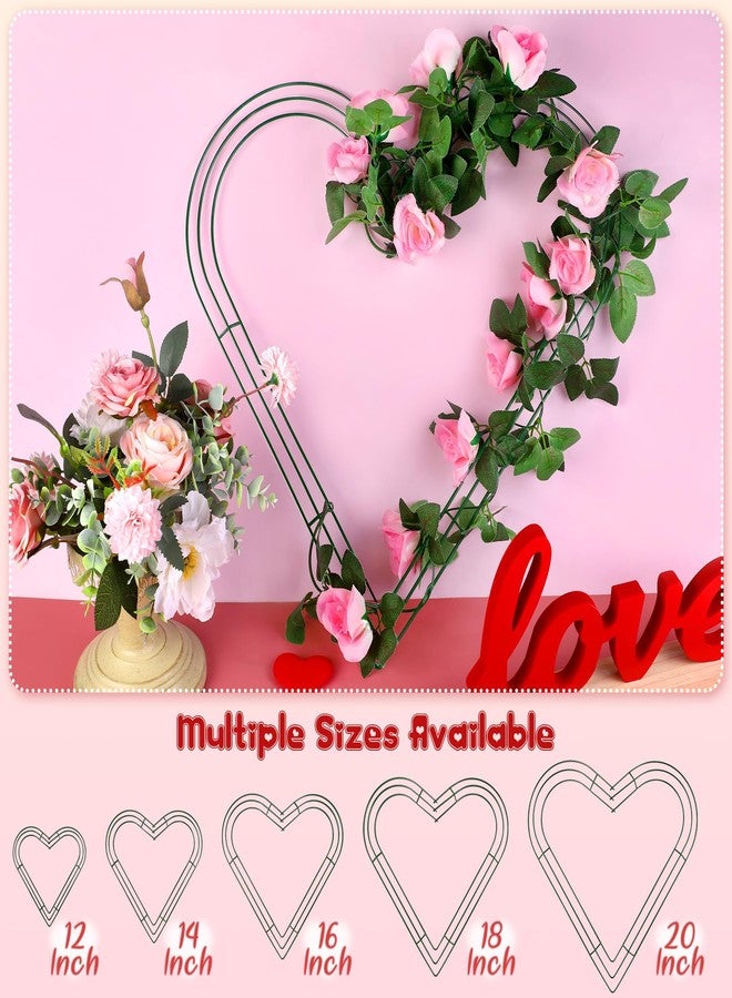 Aodaer 2 Pack 18 Inch Heart Wire Wreaths Frame Heart Metal Wreath Garland Green Wire Flower Wreath for Valentine's Day, Wedding Party, Home Ceremony Decoration - Image 4