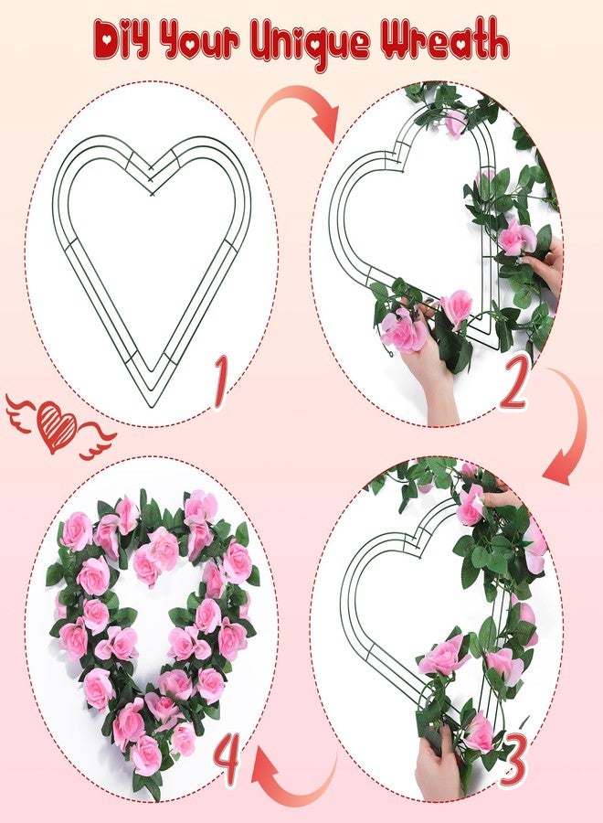 Aodaer 2 Pack 18 Inch Heart Wire Wreaths Frame Heart Metal Wreath Garland Green Wire Flower Wreath for Valentine's Day, Wedding Party, Home Ceremony Decoration - Image 3