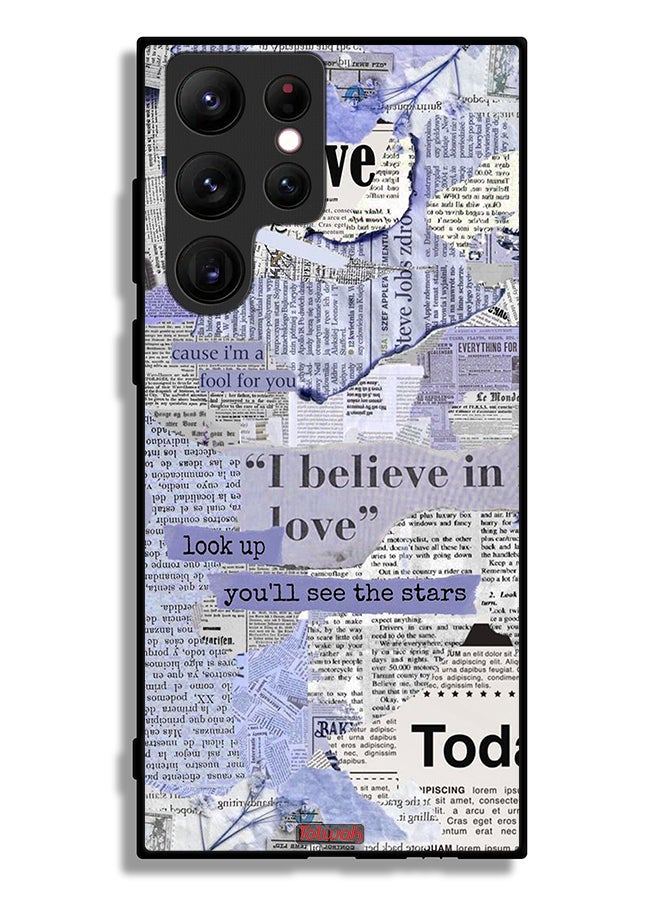 Tolwak Samsung Galaxy S22 Ultra 5G Protective Case Cover Newspaper Pieces - Image 3