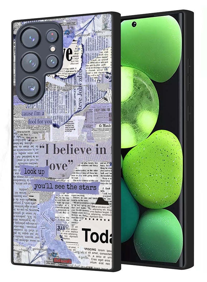 Tolwak Samsung Galaxy S22 Ultra 5G Protective Case Cover Newspaper Pieces - Image 1