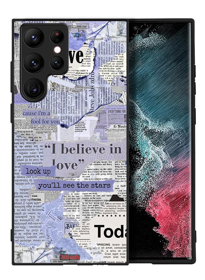 Tolwak Samsung Galaxy S22 Ultra 5G Protective Case Cover Newspaper Pieces - Image 2