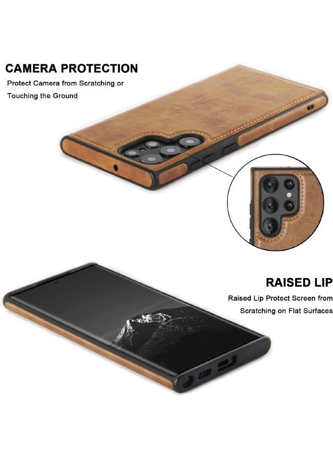 Nova future Samsung Galaxy S24 Ultra Case, Vegan Leather Protective Case for Samsung S24 Ultra 5G 6.8‘’, Luxury, Elegant and Beautiful Design Cover, Non-Slip Vintage Looking Perfect Leather Cover(Brown) - Image 4