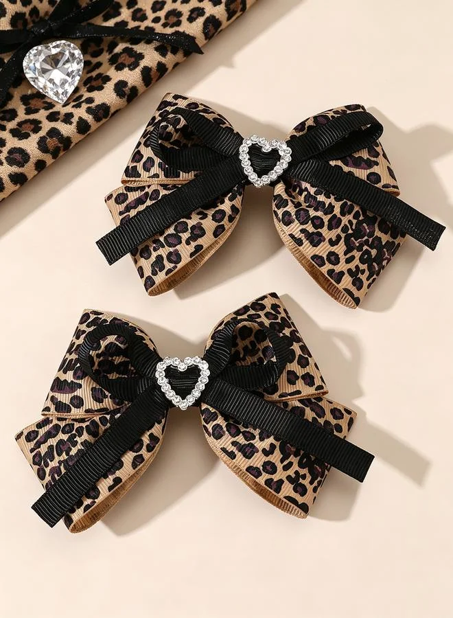 تايك تو Set of 2 - Leopard Print Bow Hair Clips