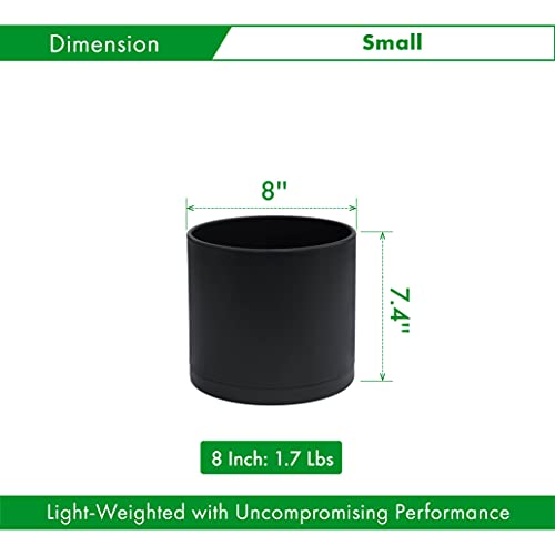 D'vine Dev 8 Inch Plastic Planter Pots for Plant Pot with Drainage Hole and Seamless Saucers, Black Color, 74-X-B-1 - Image 2