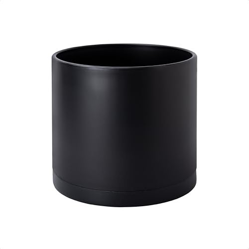 D'vine Dev 8 Inch Plastic Planter Pots for Plant Pot with Drainage Hole and Seamless Saucers, Black Color, 74-X-B-1 - Image 1