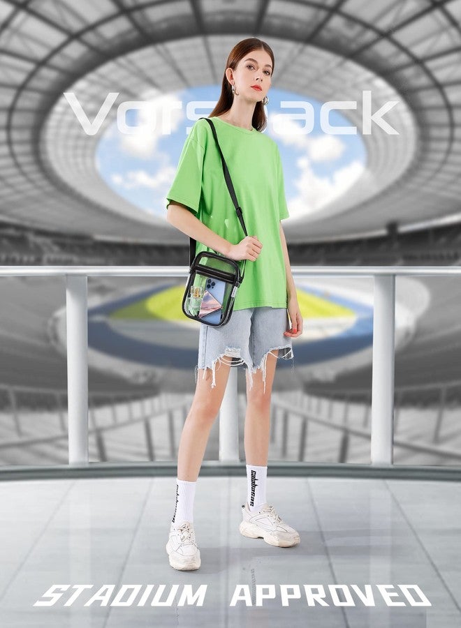 Vorspack Clear Bag Stadium Approved - PVC Clear Purse Crossbody Bag with Front Pocket for Concerts Sports Festivals - Black (Pack of 2) - Image 2