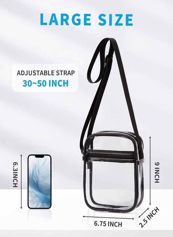 Vorspack Clear Bag Stadium Approved - PVC Clear Purse Crossbody Bag with Front Pocket for Concerts Sports Festivals - Black (Pack of 2) - Image 3