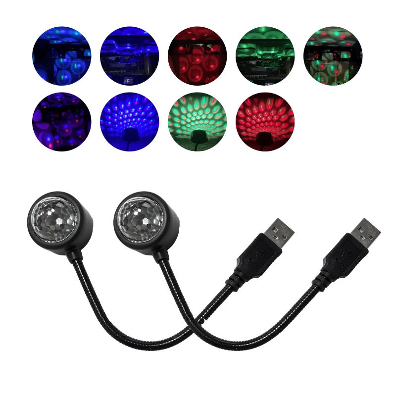 Dickno 2 PCS USB Star Night Light Projector, Portable Car Roof Sound Activated Atmosphere Lamp, Adjustable Auto Interior Atmosphere Decorative Light for Vehicle, Bedroom, Ceiling, Party - Image 1