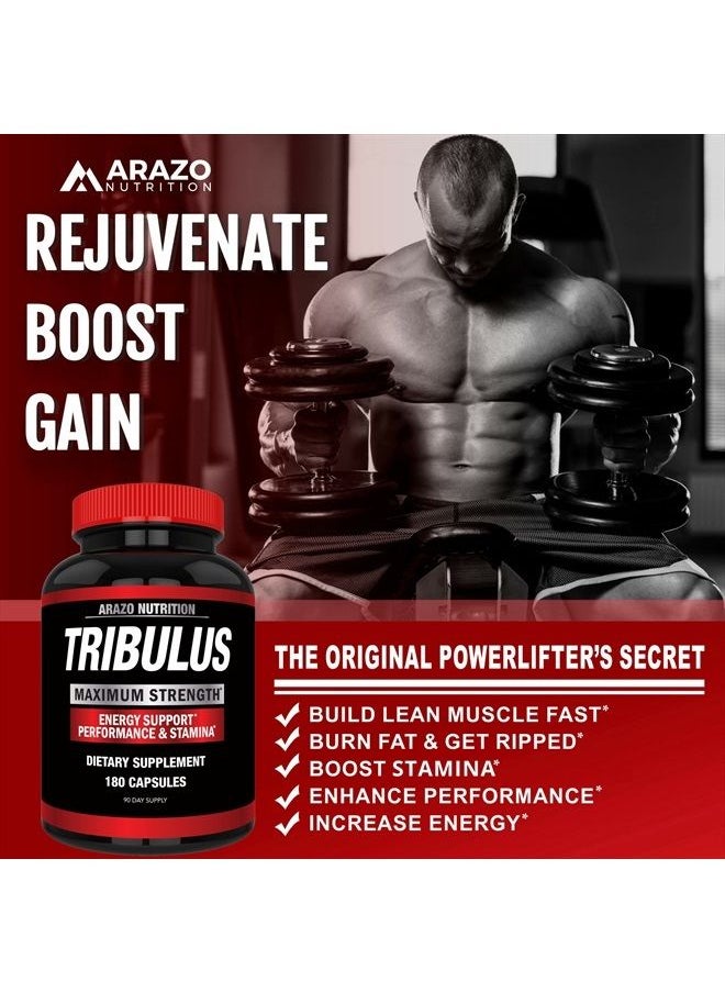 Arazo Nutrition Tribulus Terrestris 1500mg Extract Powder - Energy Booster with Estrogen Blocker 180 Capsules  - Image 4
