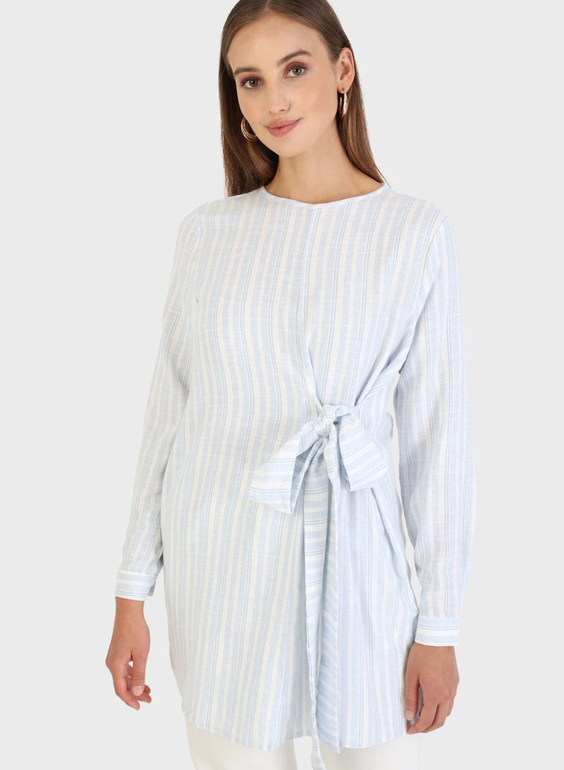 تافين من مودانيسا تونيك مخطط بياقة دائرية - Image 3