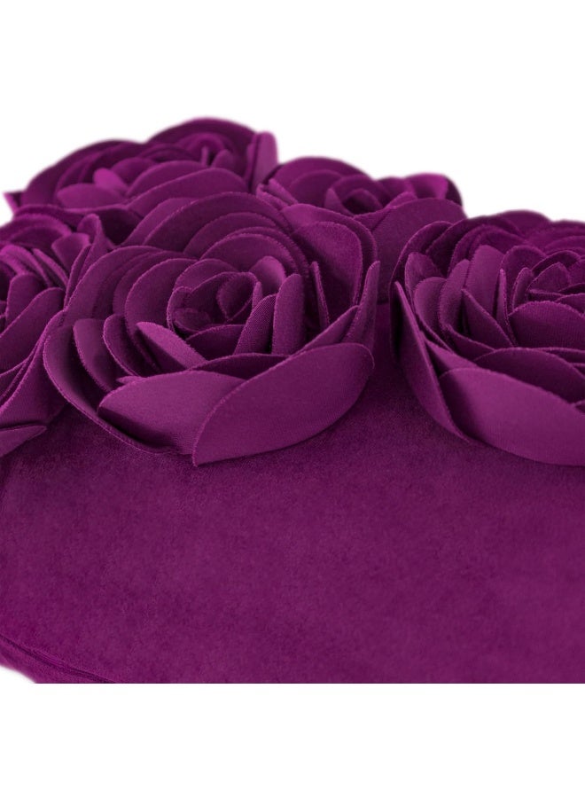 JWH 3D Flower Throw Pillow Cover Decorative Handmade Floral Pillow Case Soft Velvet Pillowcase Lumbar Cushion for Bed Living Room Chair Couch Decor Shams 12x20 Inch Purple Red - Image 2