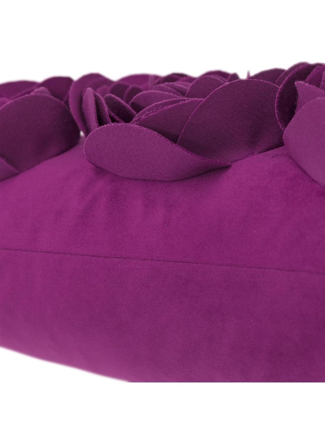JWH 3D Flower Throw Pillow Cover Decorative Handmade Floral Pillow Case Soft Velvet Pillowcase Lumbar Cushion for Bed Living Room Chair Couch Decor Shams 12x20 Inch Purple Red - Image 3
