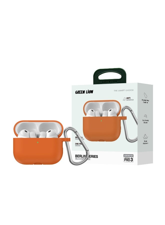 GREEN LION Silicone AirPod Case for AirPods 3 / Protective Cover with Shockproof Design / Dust & Scratch Resistant / Soft Touch Finish / Lightweight & Portable / Easy Access to Charging Port - Orange - Image 4