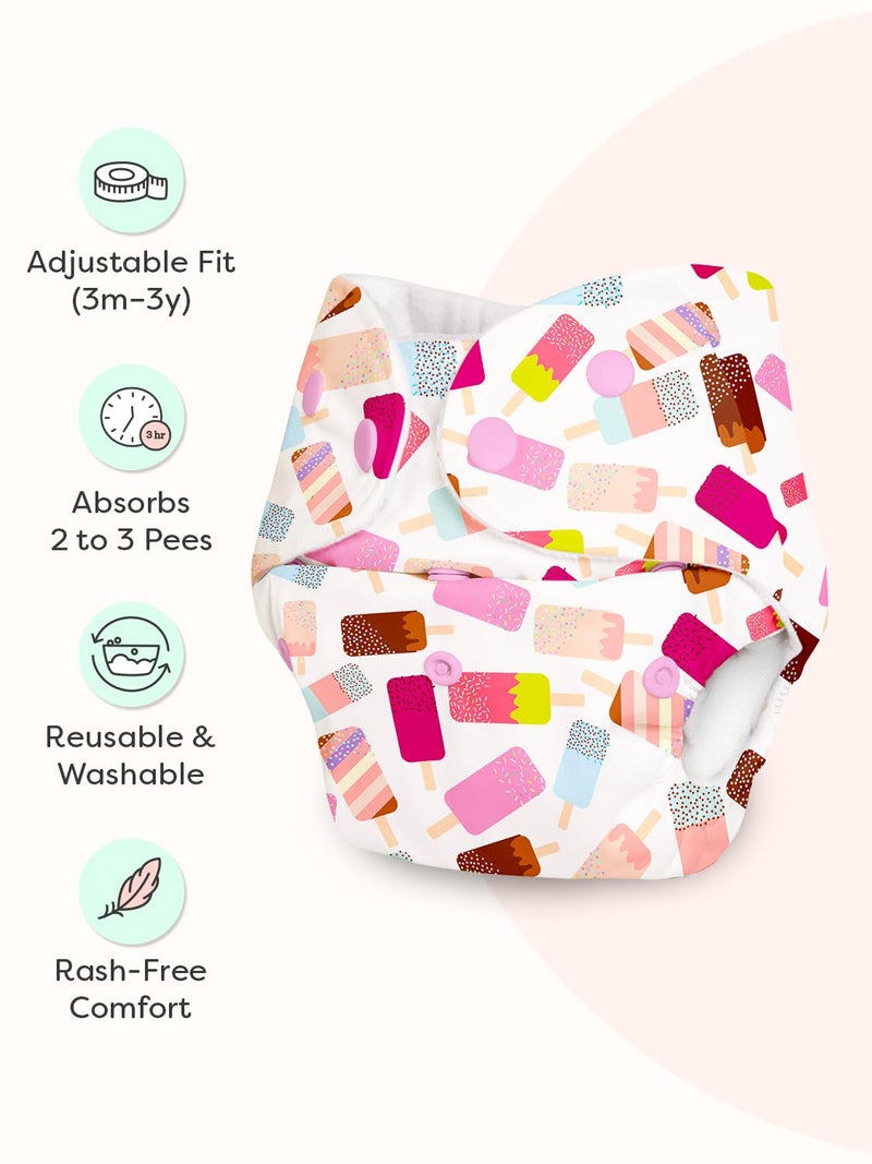 Superbottoms Basic Leakage-proof advanced cloth diapers for babies, High Absorbent 100% cotton 7 reusable diaper and 7 insert pad Combo Pack washable cloth diaper 3M -3Years Adjustable, Reduces Rash - Image 3