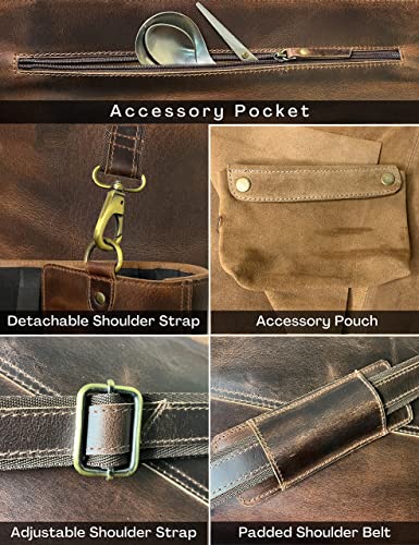 RUSTIC TOWN Leather Knife Roll Storage Bag | Elastic and Expandable 11 Pockets with Tool Pouch | Adjustable/Detachable Shoulder Strap | Travel-Friendly Chef Knife Case Roll (Walnut Brown) - Image 3