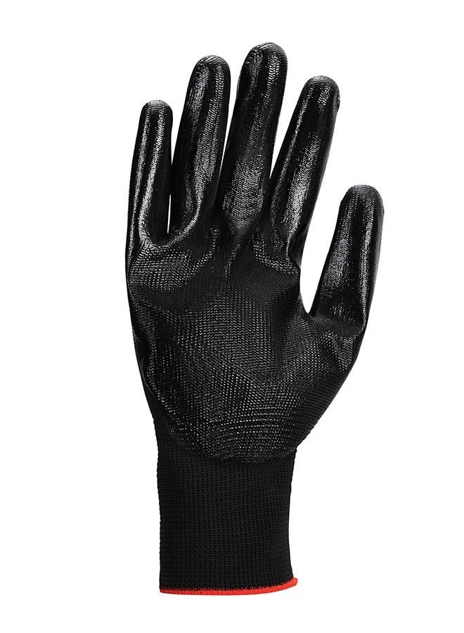 لوازم قفازات عمل قطنية - قبضة مطاطية غير قابلة للانزلاق بملاءمة مريحة وقماش محبوك جيد التهوية - قفازات عمل متينة للبستنة والإصلاحات والبناء والمشروعات يدوية الصنع - لون أسود - 3 أزواج - Image 5