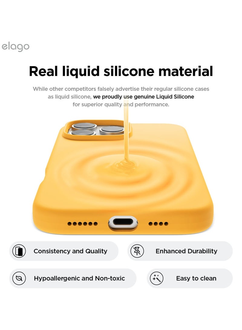 Elago Liquid Silicone for iPhone 16 Pro MAX Case Cover Full Body Protection, Shockproof, Slim, Anti-Scratch Soft Microfiber Lining - Sunshine - Image 3