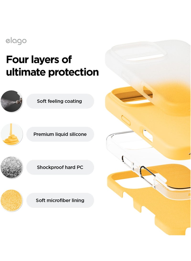 Elago Liquid Silicone for iPhone 16 Pro MAX Case Cover Full Body Protection, Shockproof, Slim, Anti-Scratch Soft Microfiber Lining - Sunshine - Image 4