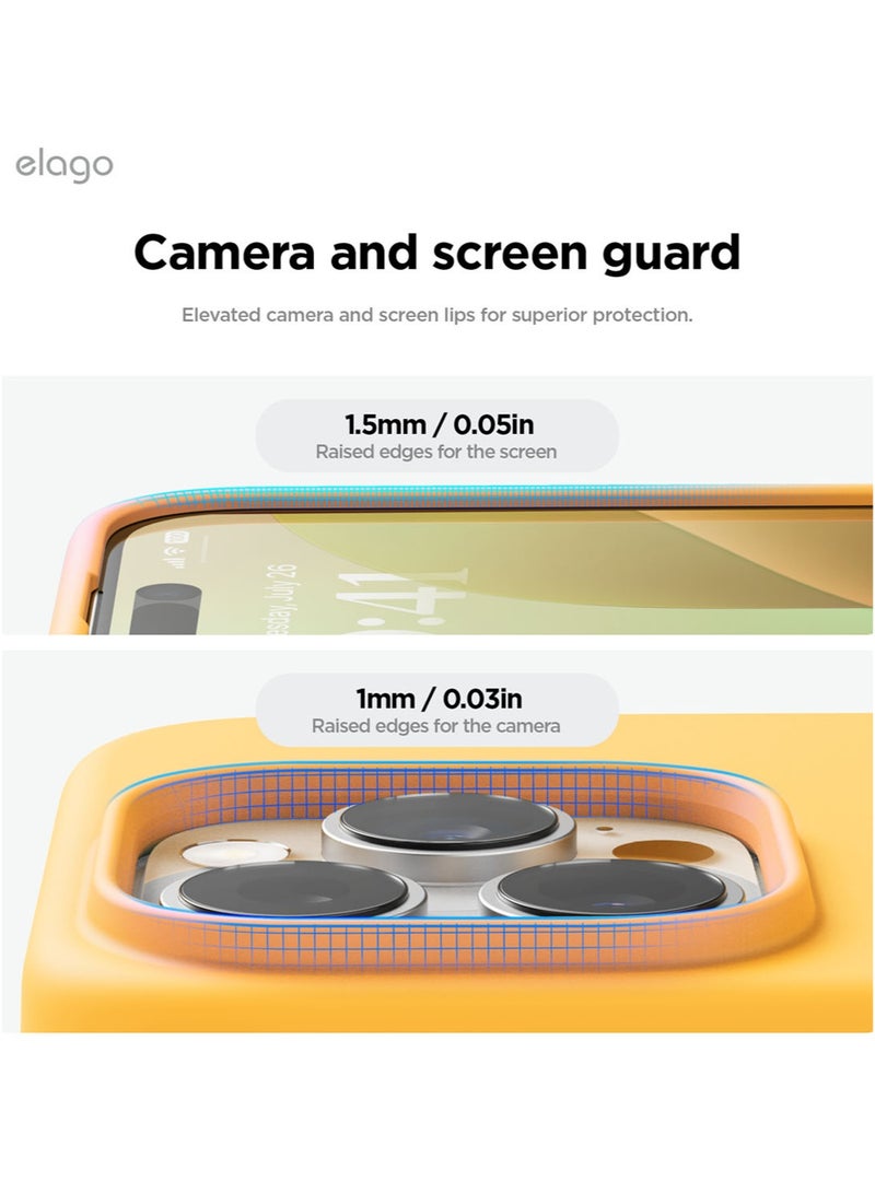 Elago Liquid Silicone for iPhone 16 Pro MAX Case Cover Full Body Protection, Shockproof, Slim, Anti-Scratch Soft Microfiber Lining - Sunshine - Image 5