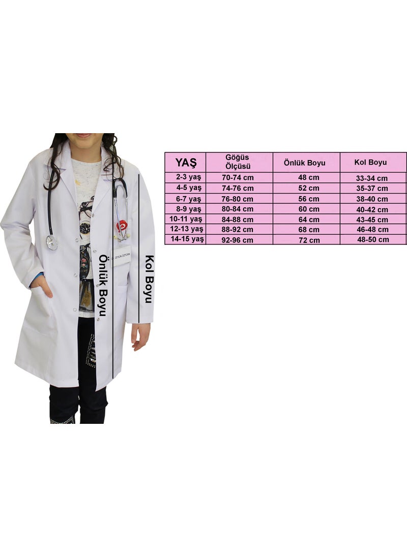 Safa Forma Girl's Doctor Coat (Sizes Between 2 -15 Years Old) Teacher Laboratory White Coat  - Image 2