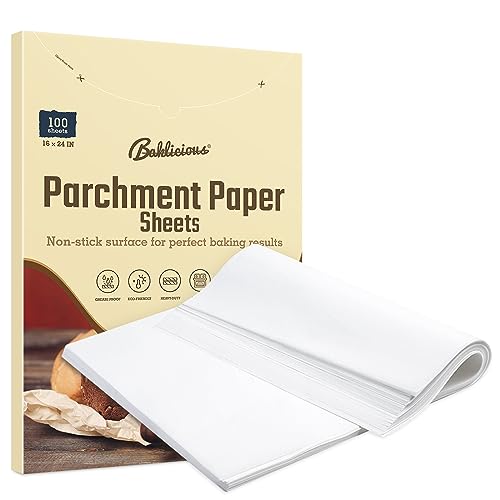 16x24 inch Heavy Duty Parchment Paper Sheets 100Pcs Precut NonStick Full Parchment Paper for Baking Cooking Grilling Frying and Steaming Full Sheet Baking Pan Liners Commercial Baking