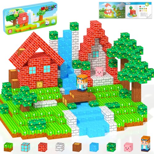 Coodoo Magnetic Blocks Kids Travel Toys with Portable Metal Tin Montessori Building Blocks STEM Magnet Magnetic Tiles Toddler Kids Toys for 3 Year Old Boys Girls Classroom Must Haves Creative Gift - Image 1