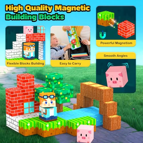 Coodoo Magnetic Blocks Kids Travel Toys with Portable Metal Tin Montessori Building Blocks STEM Magnet Magnetic Tiles Toddler Kids Toys for 3 Year Old Boys Girls Classroom Must Haves Creative Gift - Image 5