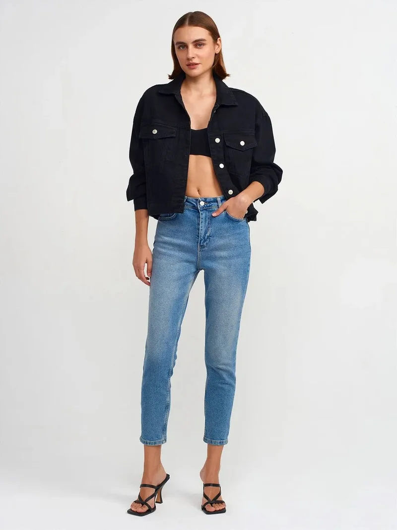 ديلفين Dilvin Women's High-Waist Slim Straight Jeans