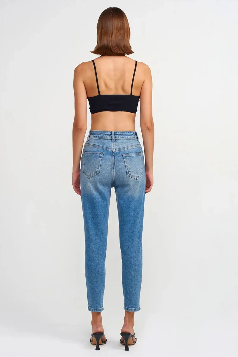 Dilvin Light-Mid Blue Denim DILVIN Women's High-Waist Slim Straight Jeans for Women | Best Price UAE