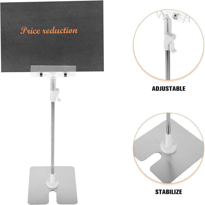 Adjustable Stainless Steel Poster Holder Clip Tabletop and Floor Standing Sign Display Stand for Retail Advertising and Restaurant Use - Image 2