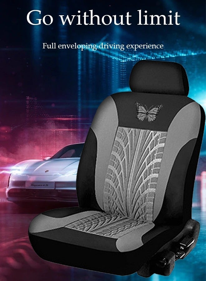 MUNTAQI Grey Car Seat Covers Full Set, Front Bucket Seat Covers with Split Bench Car Seat Cover Set  Full Set Seat Protectors - 9pcs - Image 4