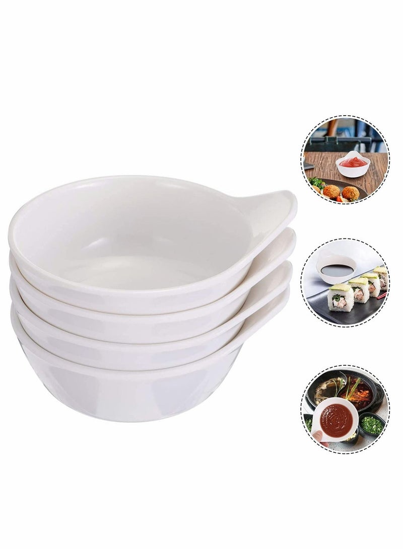 Y&D 4Pcs Sauce Dish Dip Bowls, Round Seasoning Dishes with Handle, Sushi Dipping Bowl Saucers Mini Appetizer Plates - Image 3