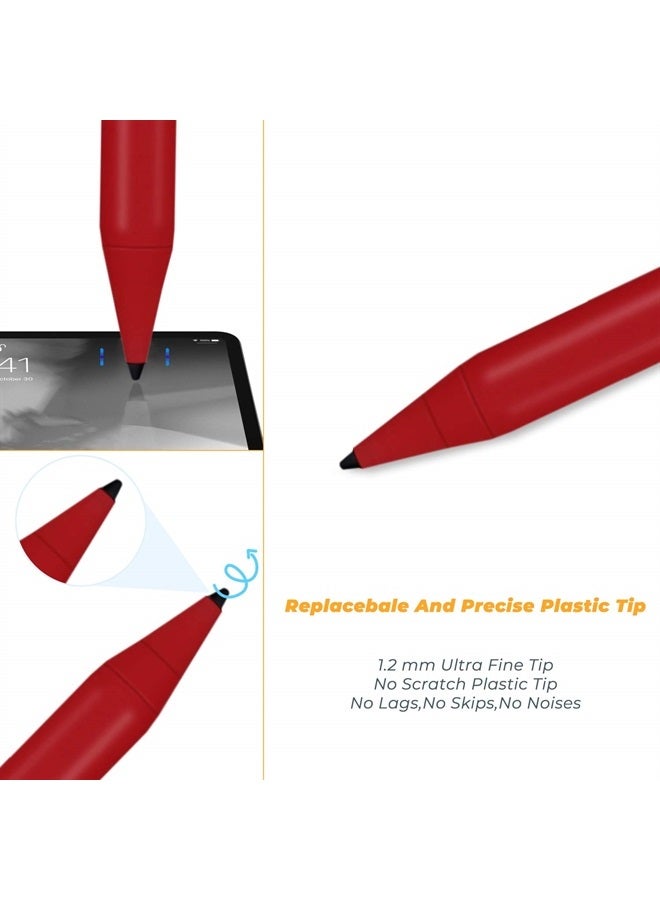 iPad 9th/8th Generation 10.2" Stylus Pencil with Palm Rejection,Type C Charge 1.5mm POM Tip Active Drawing Writing Pen Compatible with Apple Pencil for iPad Stylus Pen 10.2-Inch 9th/8th Red