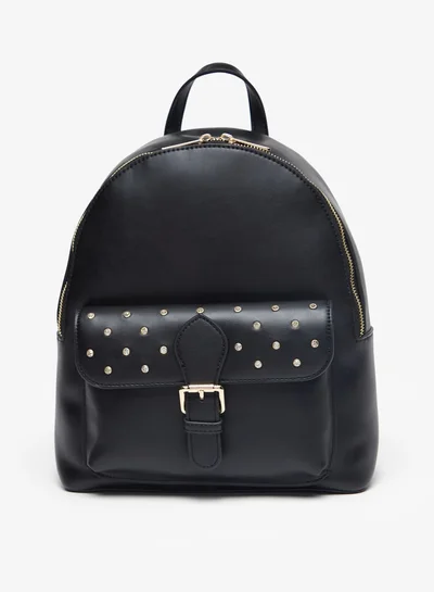 فلورا بيلا Embellished Backpack with Adjustable Straps and Zip Closure