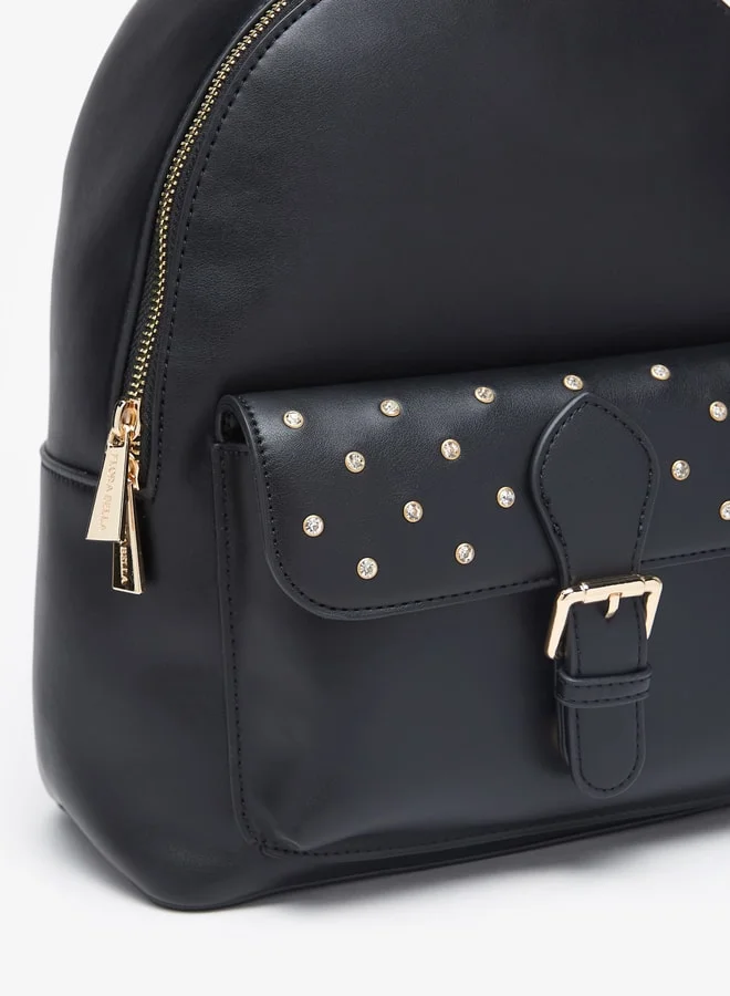Flora Bella Embellished Backpack with Adjustable Straps and Zip Closure