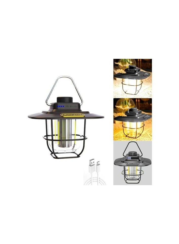 erorex Rechargeable LED Outdoor Camping Light, Multifunctional Portable Horse Light, Rotating Adjustable Brightness and Lighting, Warm White Yellow Light and Amber.  - Image 1