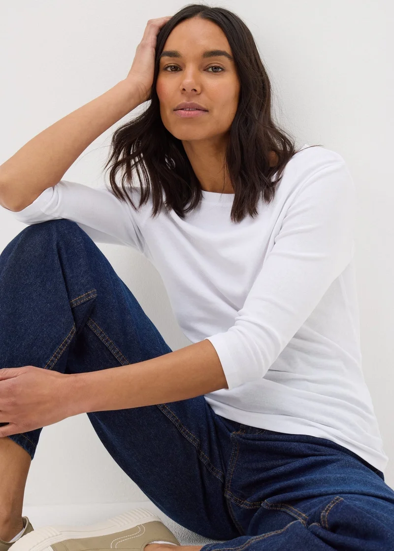 Matalan White 3/4 Lenght Sleeve Perfect T-Shirt