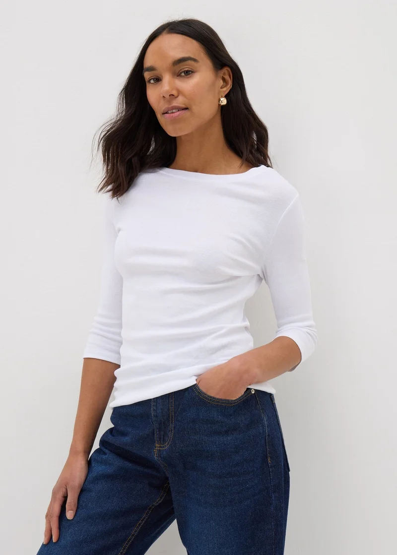 Matalan White 3/4 Lenght Sleeve Perfect T-Shirt